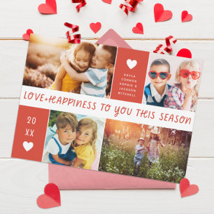 Love and Happiness Collage Valentine Photo Holiday Card