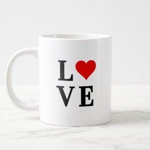 LOVE and Heart Minimalist Elegant Large Coffee Mug