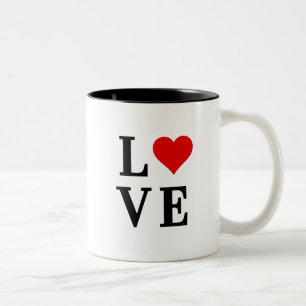 LOVE and Heart Minimalist Elegant Two-Tone Coffee Mug