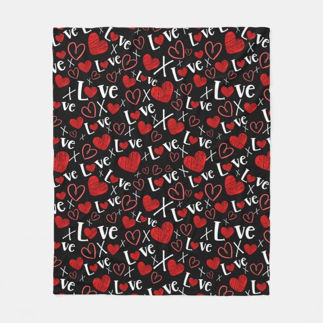 Love and heart seamless pattern fleece blanket (Front)