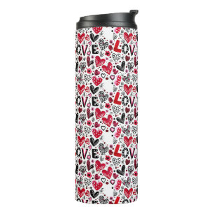 Love and hearts doodle art valentine thermal tumbler