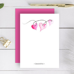 Love and Hearts Personalised Pink Note Card