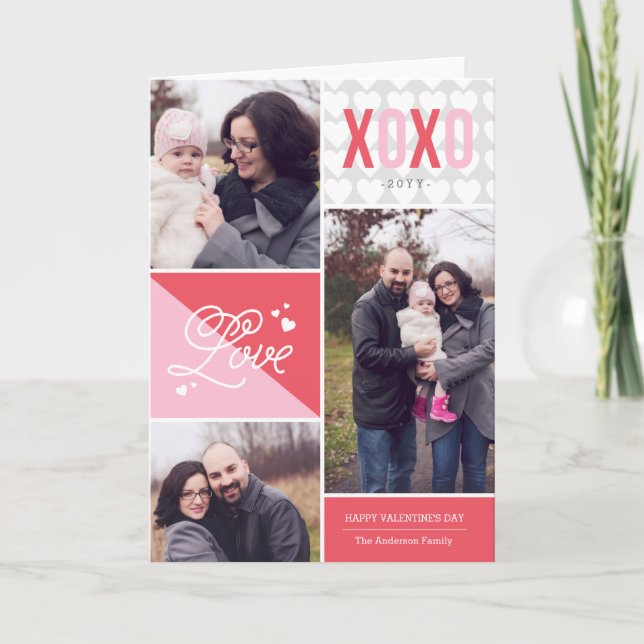 Love and Hugs Photo Valentine Holiday Card (Front)