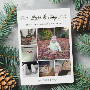 Love and Joy Christmas Multi Photo Collage Holiday Card