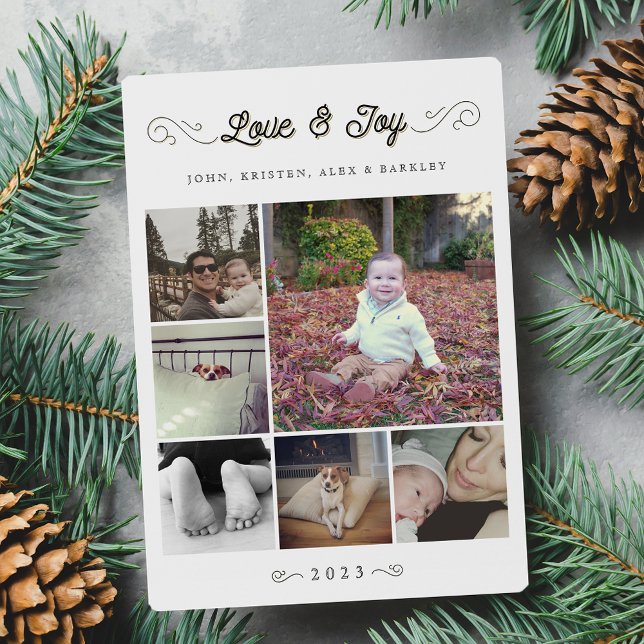 Love and Joy | Christmas Multi Photo Collage Holiday Card (Creator Uploaded)