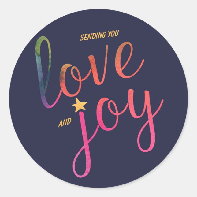 Love and Joy Christmas Round Sticker (Front)