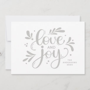 Love and Joy. Christmas script calligraphy winter  Holiday Card