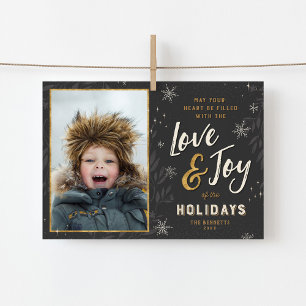 Love and Joy Faux Foil Magnetic Holiday Photo Card