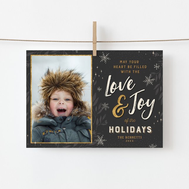 Love and Joy Faux Foil Magnetic Holiday Photo Card (Creator Uploaded)
