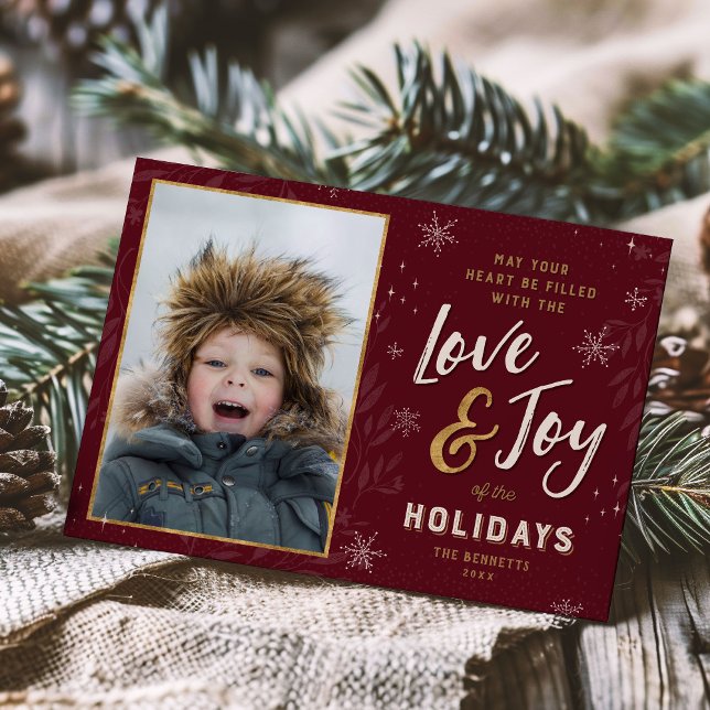 Love and Joy Faux Foil Photo Holiday Card (Creator Uploaded)