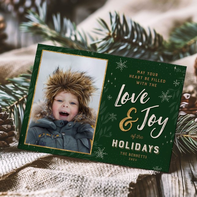 Love and Joy Faux Foil Photo Holiday Card (Creator Uploaded)