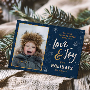Love and Joy Faux Foil Photo Holiday Card