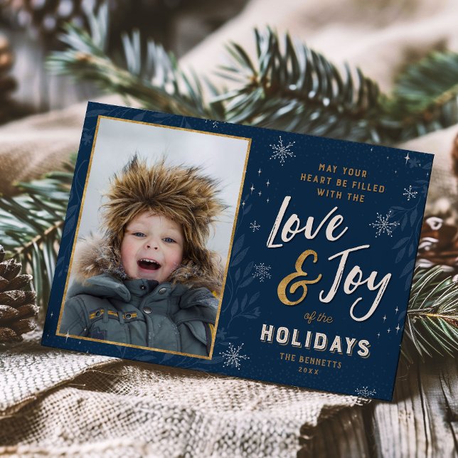 Love and Joy Faux Foil Photo Holiday Card (Creator Uploaded)