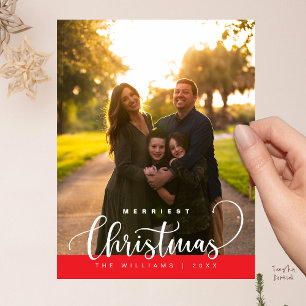 Love and Joy, Merry Christmas Family Photo Postcard