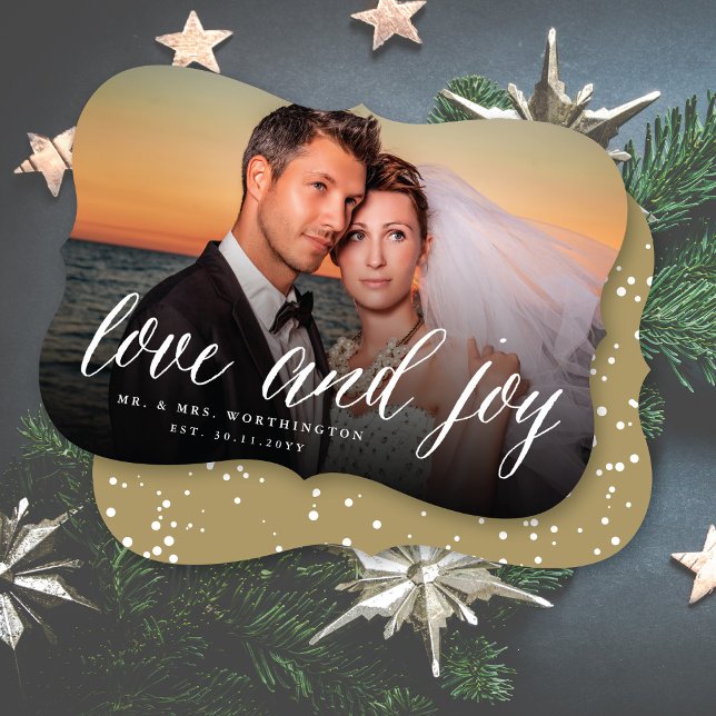 Love And Joy Mr & Mrs 1st Christmas Photo Wedding Holiday Card (Creator Uploaded)