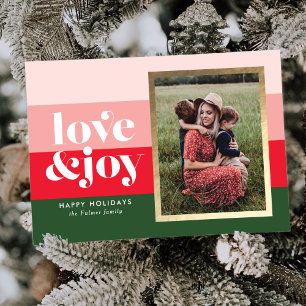 Love and Joy Striped Holiday Photo Card