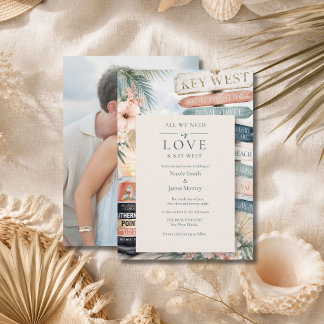 Love and Key West Photo Wedding  Invitation
