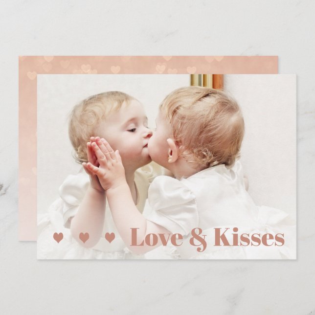 Love and Kisses Cute Photo Valentine Card (Front/Back)