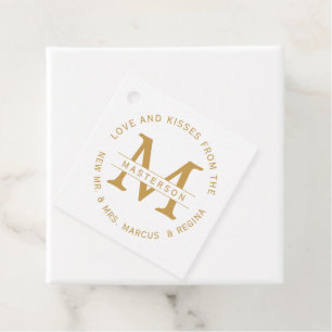 Love and Kisses Monogram Couple Wedding Favour Tags