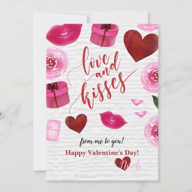 Love and Kisses Valentine's Day Card (Front)