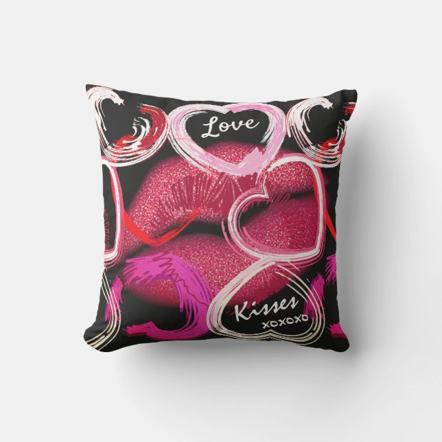 Love and Kisses Valentine's Day Cushion (Front)