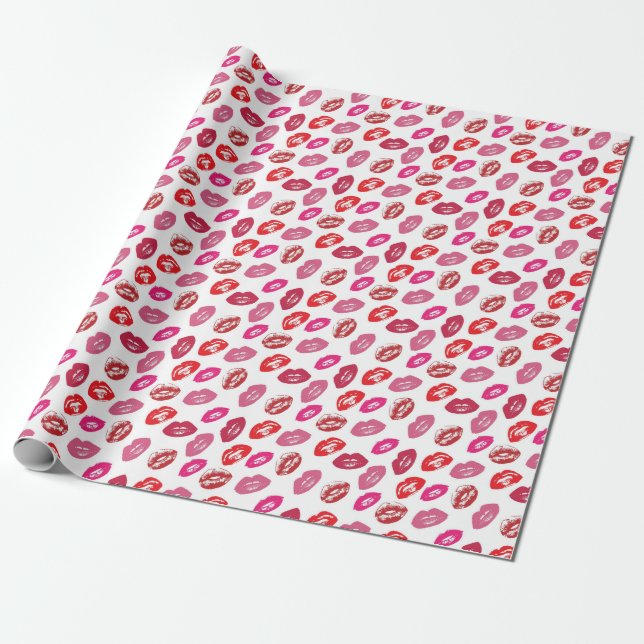 Love And Kisses Wrapping Paper (Unrolled)