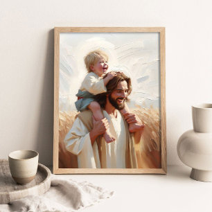 Love and Laughter, Christian Painting, Jesus and Poster
