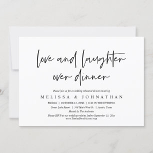 Love and Laughter Over Wedding Rehearsal Dinner Invitation