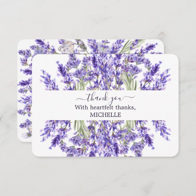 Love and Lavender | Elegant Bridal Thank You Card (Front/Back)