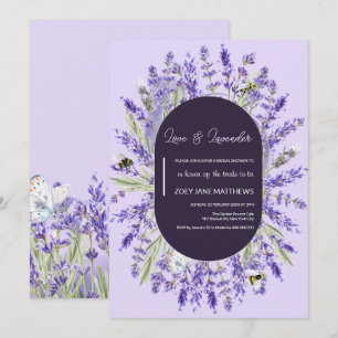 Love and Lavender   Elegant Floral Bridal Shower Invitation