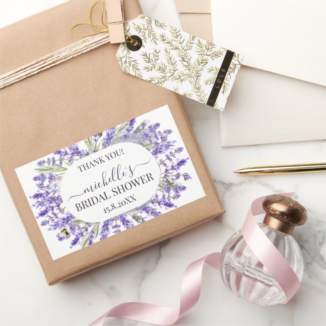 Love and Lavender | Elegant Floral Thank You Favou Rectangular Sticker (Gifting)