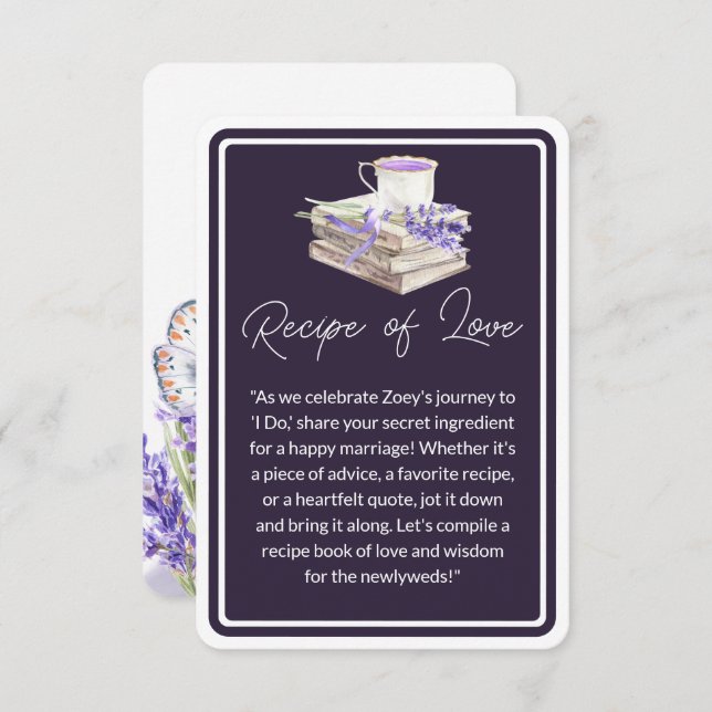 Love and Lavender | Recipe of Love Enclosure Card (Front/Back)