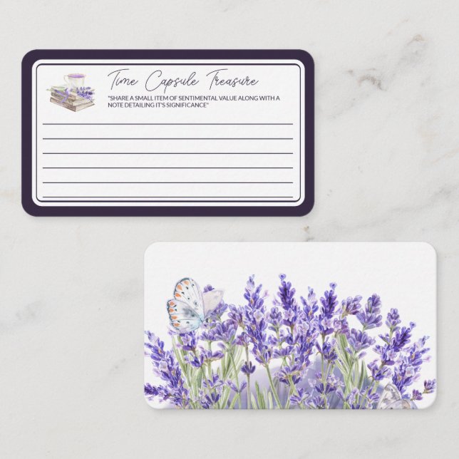 Love and Lavender | Time Capsule Treasure Message Enclosure Card (Front/Back)