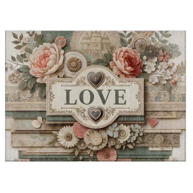 LOVE and Layers of Flowers Cutting Board (Front)