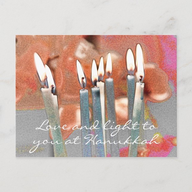 Love and Light at Hanukkah Abstract Holiday Postcard (Front)