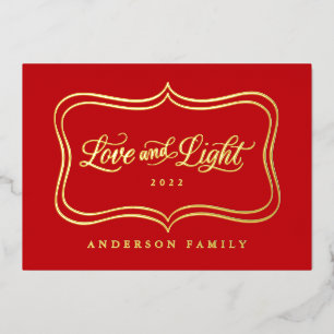 Love and Light Classic Gold Frame Foil Foil Holiday Card