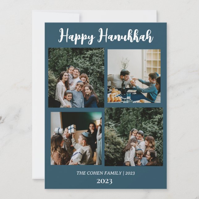 Love and Light | Hanukkah family photo collage   Holiday Card (Front)