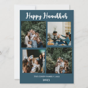 Love and Light Hanukkah family photo collage Holiday Card