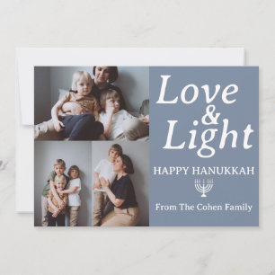 Love and Light Hanukkah family photo collage Holiday Card