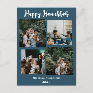 Love and Light   Hanukkah family photo collage   Holiday Postcard