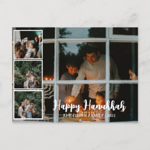 Love and Light Hanukkah family photo collage Holiday Postcard
