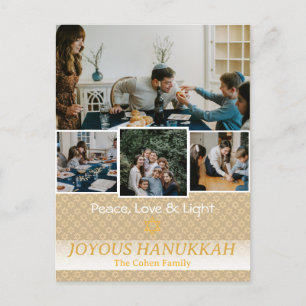 Love and Light Hanukkah family photo Collage Holiday Postcard