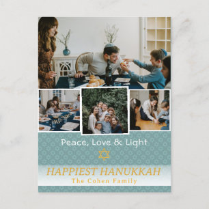 Love and Light   Hanukkah family photo Collage Holiday Postcard