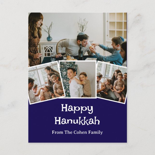 Love and Light | Hanukkah family photo Collage Holiday Postcard (Front)