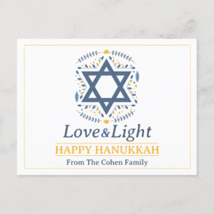 Love and Light Hanukkah family photo collage Holiday Postcard