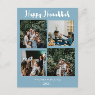 Love and Light   Hanukkah family photo collage   Holiday Postcard