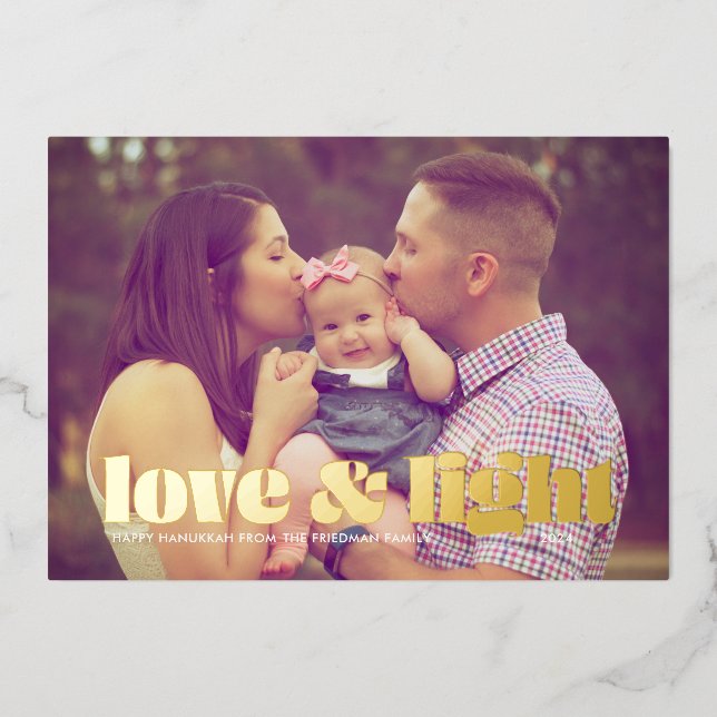Love and Light Hanukkah Foil Holiday Card (Front)