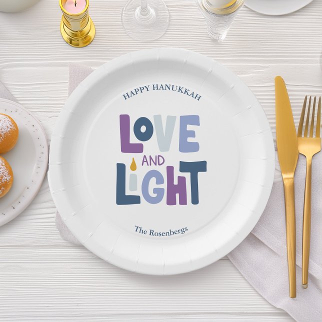 "Love and Light"  Hanukkah Label Paper Plate (Creator Uploaded)