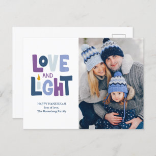 "Love and Light" Happy Hanukkah Photo Holiday Card
