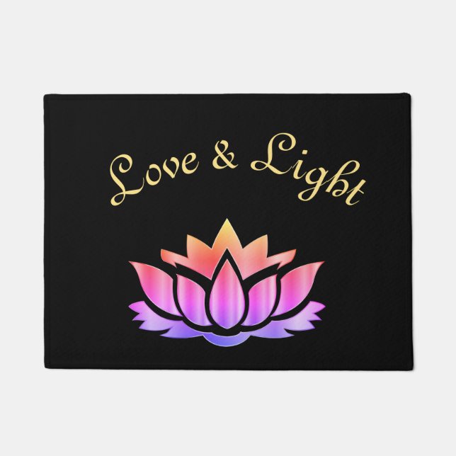 Love and Light Lotus Flower design Doormat (Front)